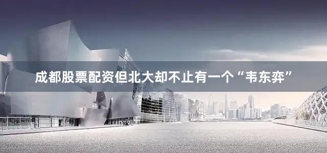 成都股票配资但北大却不止有一个“韦东弈”
